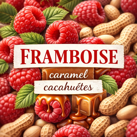 Framboise, Caramel, Cacahuète